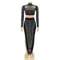 Women's 2 Piece Outfits Rhinestone Fringe Crop Cami Top and Bodycon Skirt Set Sexy Women's Nightclub Dress Party Dresses