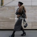 Luxury Fashion Faux Raccoon Fur Collar Shawl Scarf Women Winter Fuzzy Plush Stole Neck Cover Wrap Accessory Women