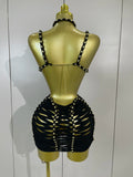 Sexy Black Halter Neck Perspective Hollow Mini Dresses 2026 Women Summer Backless Nightclub Party Evening Club Performance Dress