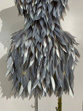 Women Eveing Birthday Prom Sparkly Diamond 3D Acrylic Leaf Mesh Transparent Mini Dress Luxury Party Nightclub Bar Stage Costume