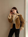 Retro Suede Coat Women's Hong Kong Style Double Breasted Suit Collar Winter New Arrival Chic Lightweight Luxury Coat