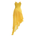 Fashion Yellow Pearl Bead Irregular Draped Dress Women Elegant Strapless High Waist Vestido Summer Lady Club Gowns