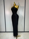 Women Luxury Design Halter Beading Bandage Dress Curve Bodycon Ankle Length Evening Party Birthday Cocktail Prom Dresses