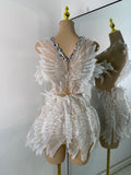 Women's Clothes Sparkly Halter Rhinestones Luxury Evening Party Birthday Mini Dress Night Club Show Performance Wear