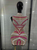 Sparkly Rhinestones Women Sleeveless Sexy See Through Bodycon Mini Dress Bar Singer Celebrity Red Carpet Birthday Outfit