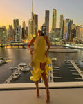 Elegant Women's Halter Ruffles Midi Dress Pleated Irregular Slit Dresses Evening Wedding Guest Pink Yellow Blue Party Prom 2026