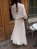 Solid Spliced Print Two Piece Set Female Turtleneck Long Sleeve Top French Commute Women's Skirt Sets Fashion New