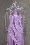 Women'S Irregular Pleated Slim Chiffon Long Dress Sexy Backless Ruffle Fashion Party Prom Elegant Evening Gown 2025 New