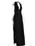 Sexy Backless Black Summer Dress Women Elegant Cocktail Evening Long Party Dresses Woman Maxi Night Club Birthday Dress Vestidos