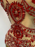 Women Sexy See Through Crystal Bodysuits Luxury Birthday Dancer Stage Performance Wear Mesh Sparkly Rhinestone Nightclub Outfit