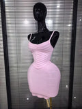 Pink Orange Women Sexy Strap O-Neck Bodycon Mini Bandage Dress Birthday Party Girls'Vacation Cocktail Outfit Wholesale