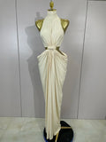 Elegant Wedding Guest Dress Luxury Birthday Evening Party Celebrity Women Sleeveless Sexy Cut Out Maxi Long Bodycon Dresses