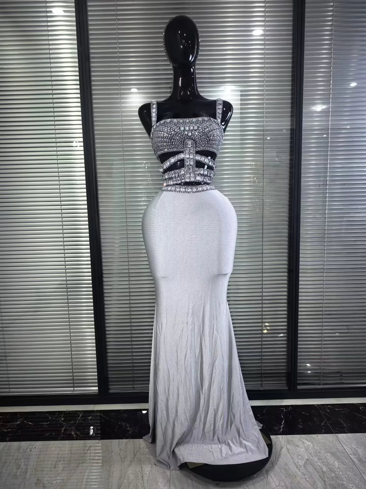 Sparkly Crystal Pink Silver Women Sexy Keyholes High Stretch Bodycon Maxi Gowns Dress Evening Party Celebrate Cocktail Outfit