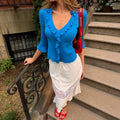 Ruffled Knit Casual Pullover Women's Bow Lace Up V-Neck Solid Slim Commuter T-Shirt Summer New Female Party Vacation Top