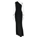 Solid Slimming Dresses for Women Slanted Collar Sleeveless High Waist Temperament Dress Female Fashion