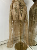Flashing Gold Long Party Dress Luxury Diamonds Sequins See Thourgh Birthday Gown Sexy Off Shoulder Performance Singer Costume