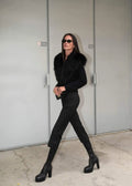 Fur collar Sweaster Cardigan Women's Buttons Long Sleeve Solid Slim Knitted Coat Female Autumn Winter Commuting Cardigan