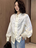Early Spring New Chinese Style Pan Buckle Embroidery Jacquard long-sleeved Shirt women's Loose Temperament Tangsuits Top