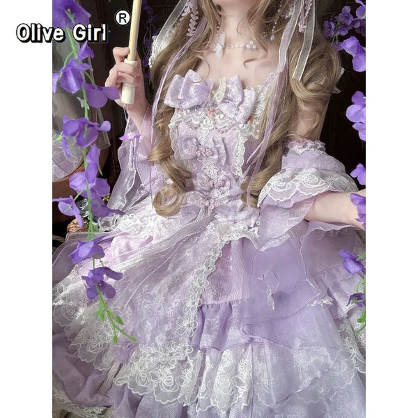 Olive Girl Romantic Lolita Dress for Ren Faire 2026 Fairycore Photoshoot Everyday Wear S-L XS-3XL Plus Size Romantic Cottagecore Garden Party Editorial Not Costume Lolita Dress Chinese Heritage Fashion Women