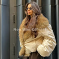 Luxury Big Faux Fur Collar Padded Puffer Jacket Women Winter Thick Bomber Jackets Chic Brand Fashion Girls Quilted Coat