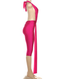 Patchwork Halter Romper Women Ribbon Sleeveless Elastic Backless Workout Activewear Midnight Activity Slim Playsuits