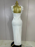 Elegant Flower Beading Sexy Sleeveless Bodycon Long Bandage Dresses Celebrity Cocktail Women Luxury Birthfay Evening Party Dress