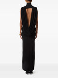 Sexy Draped Cross Elegant Dress Women Summer Turtleneck Sleeveless Backless Street Sexy Fashion Long Bodycon Dress