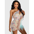 Women's Gorgeous Feather Gradient Sequin One-shoulder Ultra-short Dress Fashion Hot Party Evening Performance Gown Show Costumes