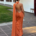 Solid Slimming Chic Dresses for Women Shawl Collar Sleeveless Off Shoulder High Waist  Long Dress Female