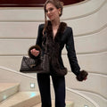 Autumn Skirt 2-Piece Set Women Elegant Fleece Shawl Fashion Patchwork Maxi Skirts Sets Luxury Vintage Female Dress Set