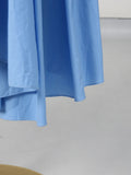 Solid Spliced Drawstring Folds Designer Maxi Dress for Women O Neck Puff Sleeve High Waist Elegant Party Dresses Female New