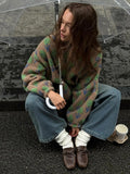 Fleece Printing Sweatshirt Women's Half-Zip Sweatshirt Fleece Loose Turtleneck pullover Female Winter Leisure Sweatshirt