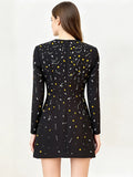 Female Luxury Diamond Crystal Suit Dress 2026 Autumn New Temperament Slim Fit Mini Dress For Women Lady Evening Robes
