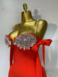 Women Sexy Backless Pearl Diamonds Crystal Bodycon Bandage Dresses Celebrity Elegant Evening Party Club Dress Vestido