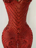 Sparkly Party Evening Celebrate Wedding Mini Dress Luxury Women Sexy Sleeveless Mesh See Through Birthday Cocktail Dresses