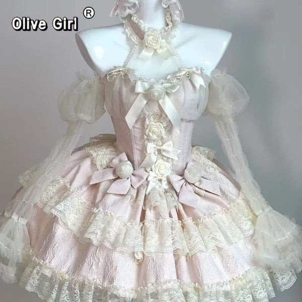 Olive Girl Dramatic Lolita Dress for Ren Faire 2026 Fairycore Photoshoot Everyday Wear S-L XS-3XL Plus Size Dramatic Silhouette Romantic Cottagecore Garden Party Editorial Not Costume Lolita Dress Chinese Heritage Fashion Women