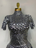 Sparkly Sequins Luxury Birthday Party Gown Short Dress Dancer Stage Performance Wear Women Sexy Nightclub Dress Festival Outfit