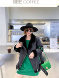 The new  women's jacket with extra thick warm and extra thick lamb feather rider jacket with artificial fur