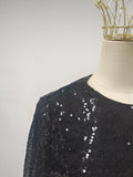 Solid Spliced Sequines Slimming Dresses for Women O Neck Long Sleeve Temperament Dress Female Fashion New