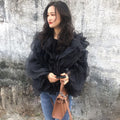 Ruffles Shirts For Women O Neck Lantern Sleeve Loose Pullover Summer Blouse Female Fashion Style Clothing