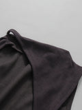 Solid Loose Spliced Folds Chic Dress for Women O Neck Sleeveless Irregular Luxury Dresses Female Summer Fashion New