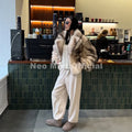 Ins Hot Blogger Fashion Striped Faux Fur Jacket for Women Winter Lapel Collar Fluffy Eco Fox Fur Coat Stylish Outerwear