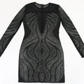 Sexy Mesh Patchwork Bodycon Rhinestone Women Long Sleeve Dress See Through Birthday Party Evening Mini Night Club Dresses