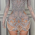 2026 High-end Silver Nude Waist Pinch Glam Hip Skirt Party Evening Birthday High-end Dress Women Dresses for Party and Wedding