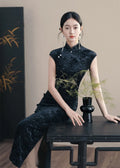 Retro Chinese Style Velvet Sleeved Qipao 2024 Spring/Summer New Slim Fashionable Women's Cheongsam Dress