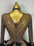 Women Luxury Birthday Dress Rhinestones Mesh Feathers Bodycon Mini Celebrity Evening Club Party Dress Nightclub Stage Outfit