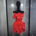 5 Colors Women Sexy Strapless Shining Diamond Flowers Bodycon Mini Bandage Dress Birthday Party Celebrate Cocktail Outfit