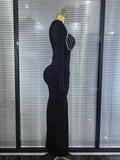 New Women Long Sleeve Square Collar Shinning Diamond Bodycon Long Bandage Dress Elegant Evening Party Celebrate Outfit