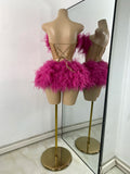 Sparkly Sequins Strapless Top Mini Skirt Sets Luxury Mesh Backless Women's Outfit Two Pieces Birthday Celebrate Stage Wear
