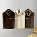 Fashion Faux Fur Sable Vest Crop Top Autumn Winter Turtleneck Eco Mink Fur Tank Tops Sleeveless Jacket Coat